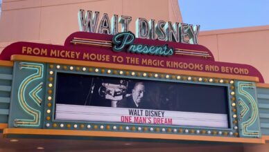 The marquee for Walt Disney Presents: One Man's Dream at Disney's Hollywood Studios at WALT DISNEY WORLD